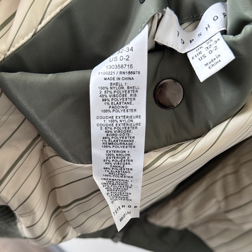 TopShop Reversible Bomber Sage Green NWOT - Picture 7 of 10
